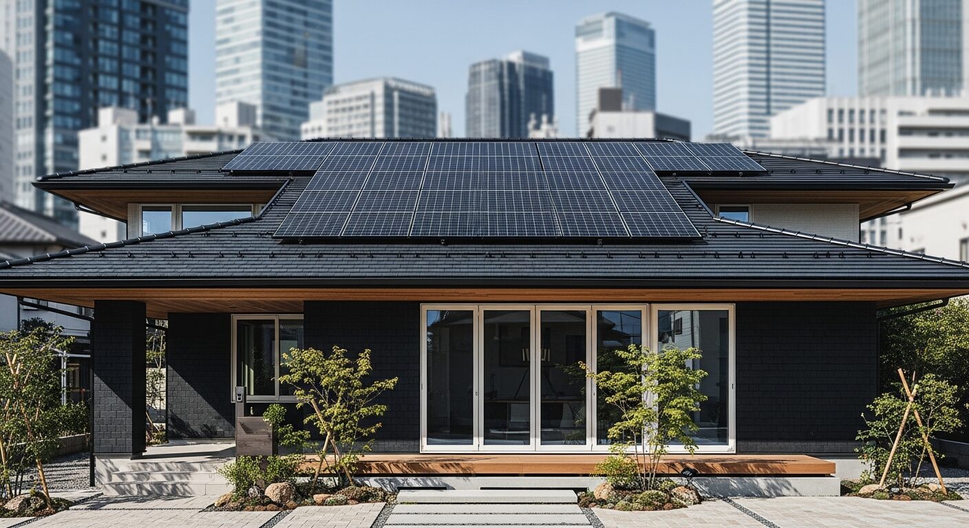 都会に佇む、太陽光発電の家